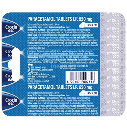 crocin 650mg tablet 15's